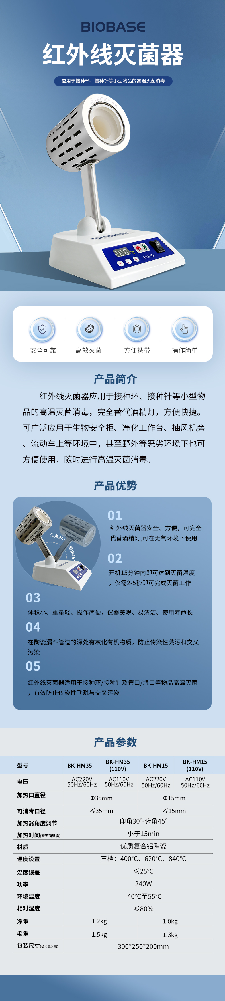 紅外線滅菌器參數圖