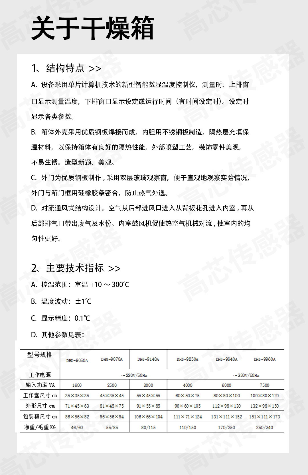 電熱鼓風干燥箱參數
