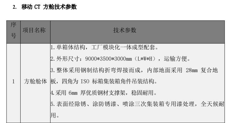 移動CT方艙推薦書4之技術參數